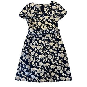 Brooks Brothers - Floral Navy Gold Jacquard Dress 4